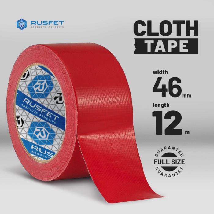 

[SC] LAKBAN KAIN CLOTH TAPE WARNA MERAH RUSFET 46MM X 12M - Merah, 46MM X 12M