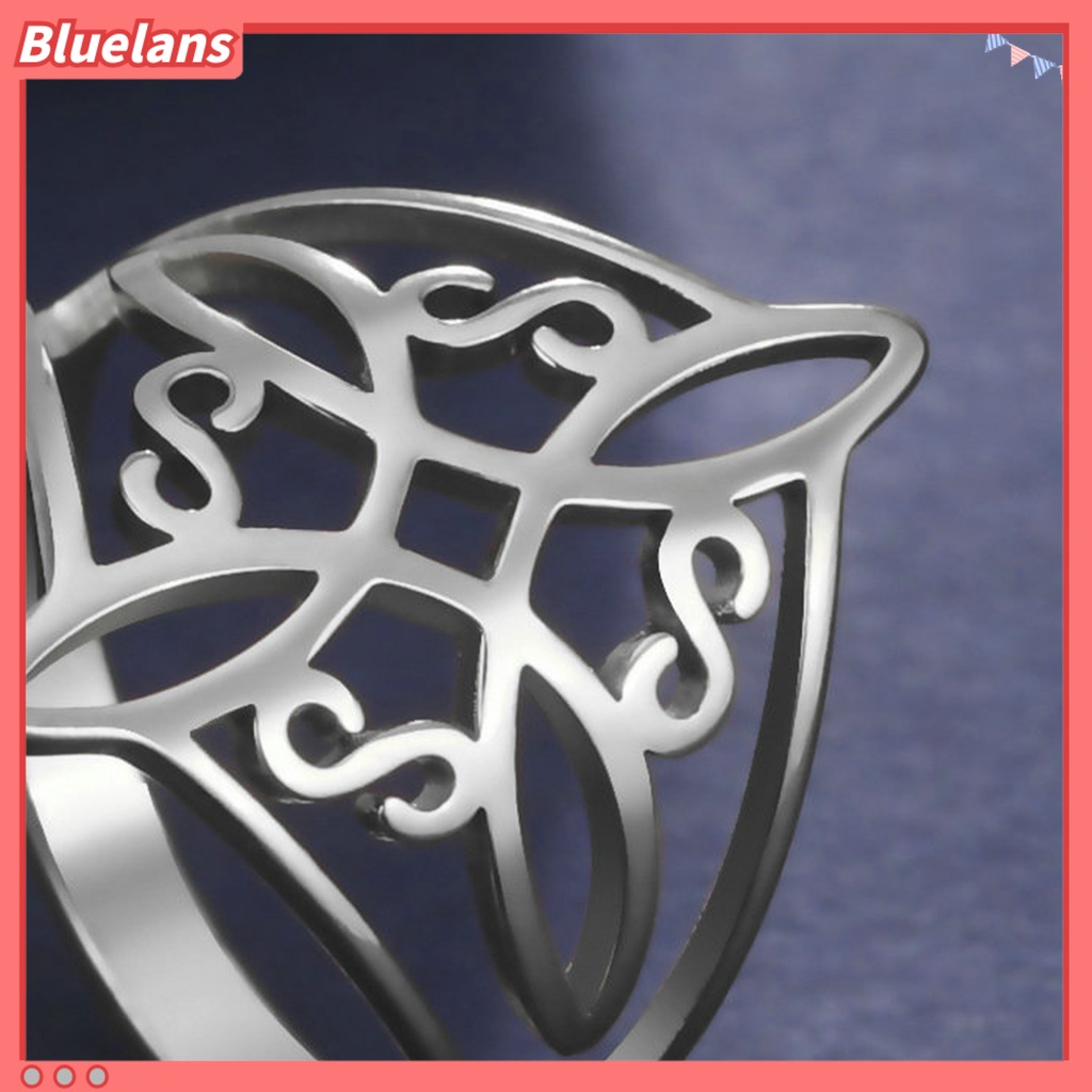 [BLS] Ladies Ring Geometric Electroplating Hollowed Pattern Bright Luster Permukaan Halus Berdandan Perhiasan Simpul Penyihir Cincin Stainless Steel Untuk Pakaian Sehari-Hari