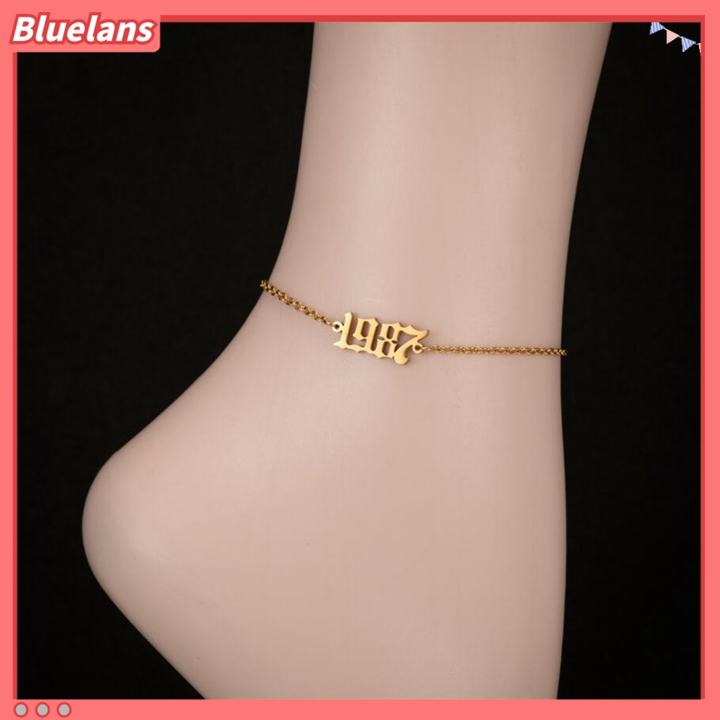 [BLS] Gelang Kaki Wanita 1980-2000 Angka Adjustable Anti Karat Lobster Clasp Gelang Kaki All Match Untuk Pantai