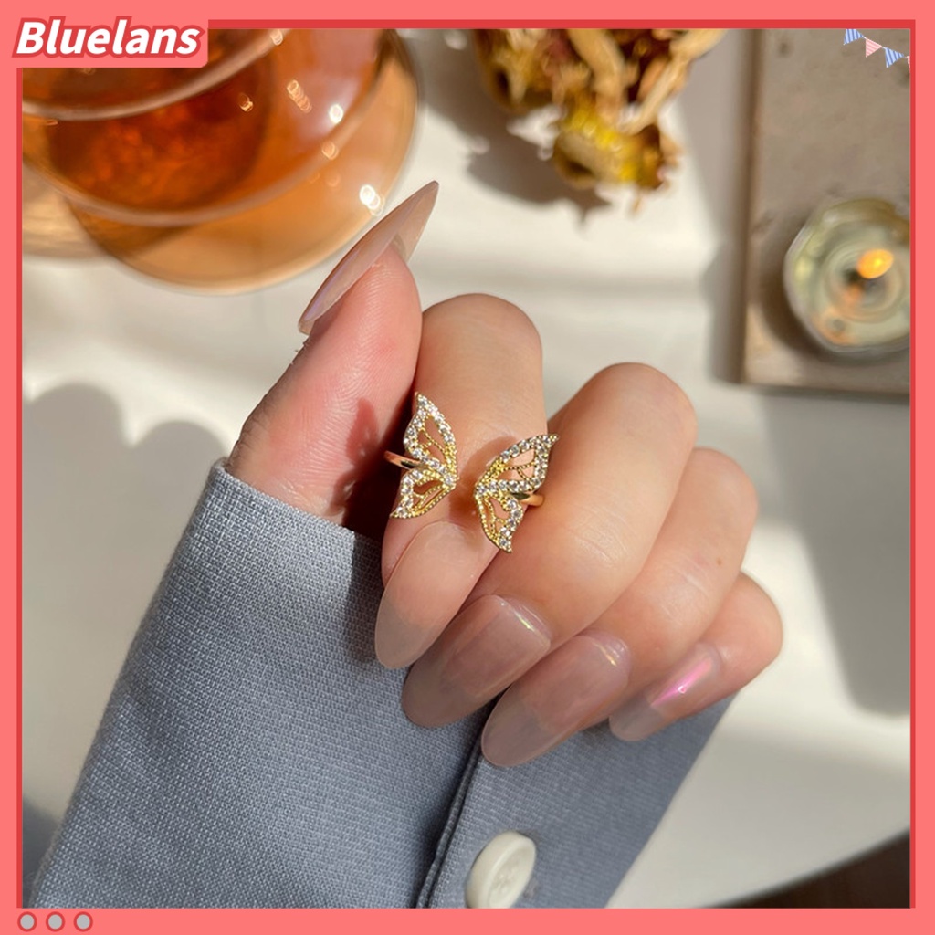 [BLS] Cincin Jari Bentuk Indah Bahan Alloy Tahan Karat Hias Butterfly Wanita Open Ring Untuk Anak Perempuan