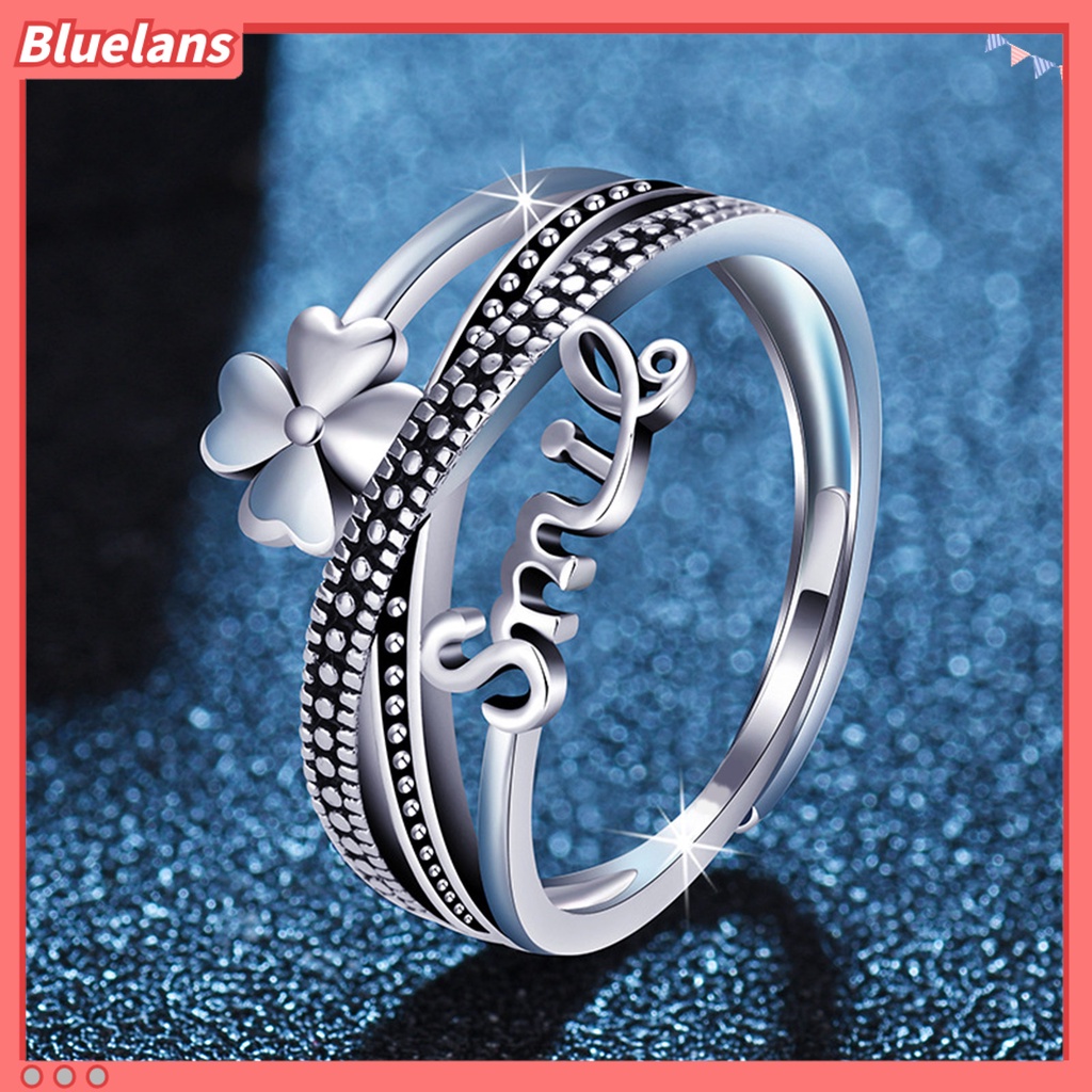 [BLS] Cincin Terbuka Geometris Multi Layer Desain Terbuka Nyaman Dipakai Gaya Salib Dekorasi Sentuhan Kulit Gaya Korea 4daun Semanggi Cincin Perhiasan Fashion