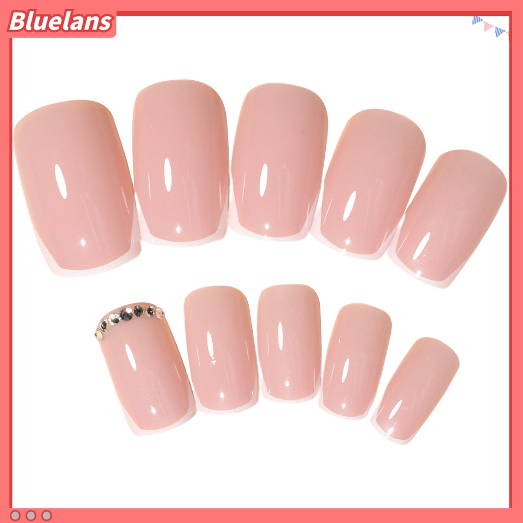 [BLM] 24pcs Kuku Buatan Warna Hidup Tahan Luntur ABS Full Cover Tekan Pada Kuku Palsu Dengan Lem Alat Set Perlengkapan Kecantikan