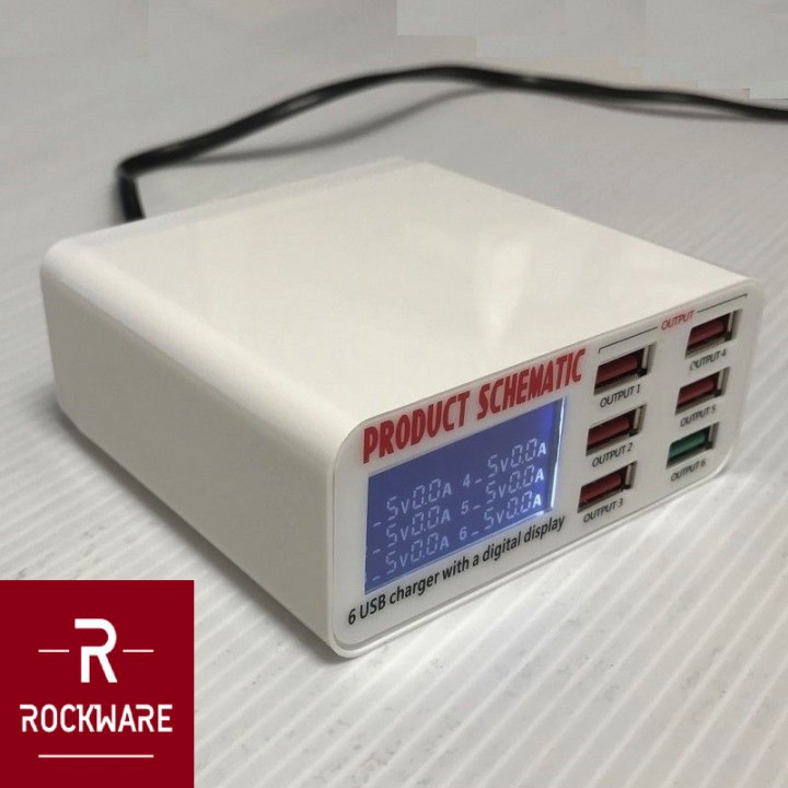 ROCKWARE WLX-896 - Fast Charger Station QC3.0 - 6 Port 40W 8A