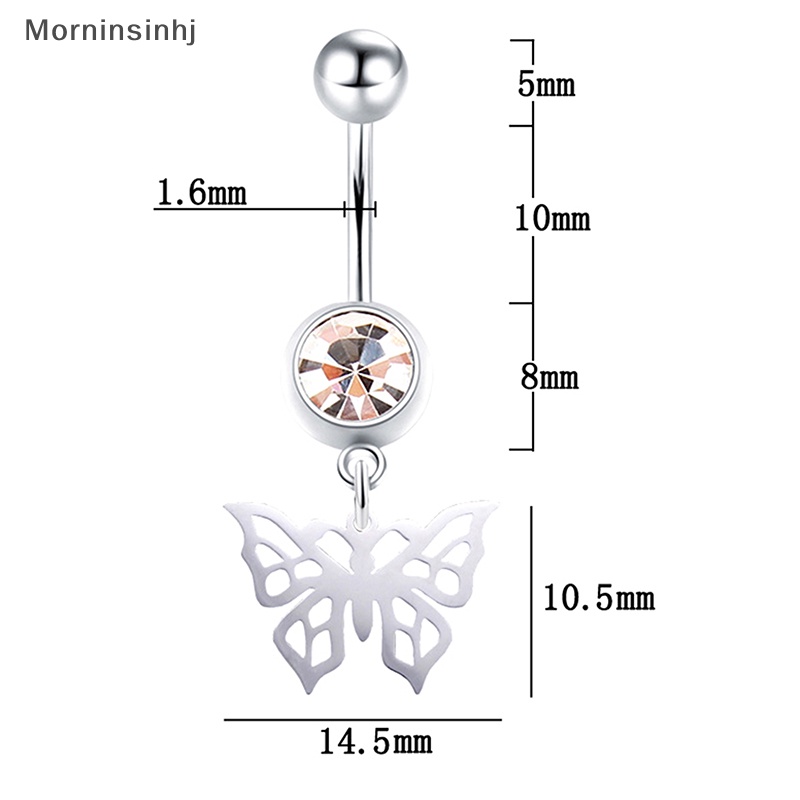 Mornin Hollow Butterfly Menjuntai Pusar Kuku Warna Silver Navel Ring Stainless Steel Belly Button Rings Untuk Wanita Perhiasan Tubuh id