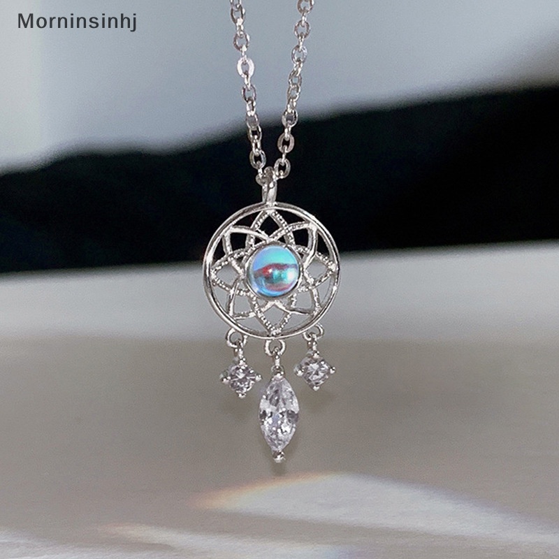 Mornin Fashion Kristal Rumbai Moonstone Dream Catcher Charm Kalung Untuk Wanita Kreatif Liontin Elegan Pesta Kalung Perhiasan Hadiah id