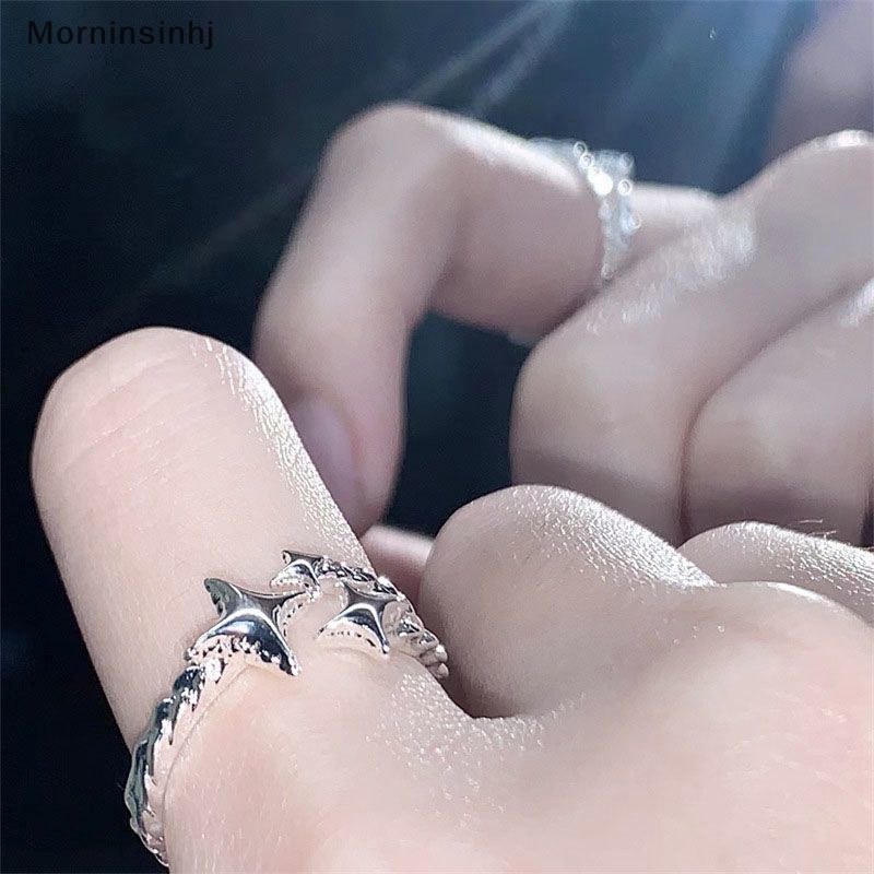 Mornin Cincin Gaya Korea Warna Silver Ins Bintang Keren Simple Fashion Opening Adjustable Finger Rings Untuk Wanita Perhiasan Pesta Hadiah id