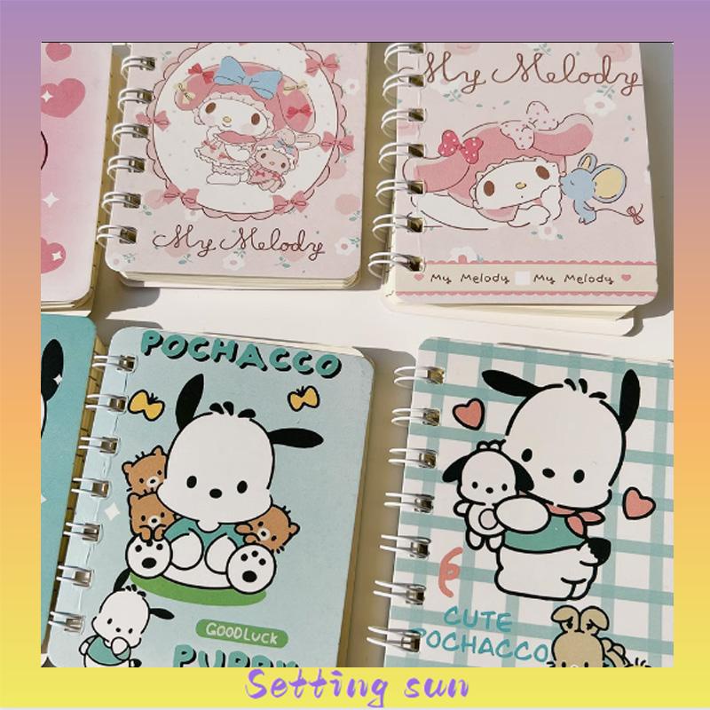 A7 Cute Mini Coil Notebook Kartun Kuromi Girly Notepad Portable Portable Small Diary TN