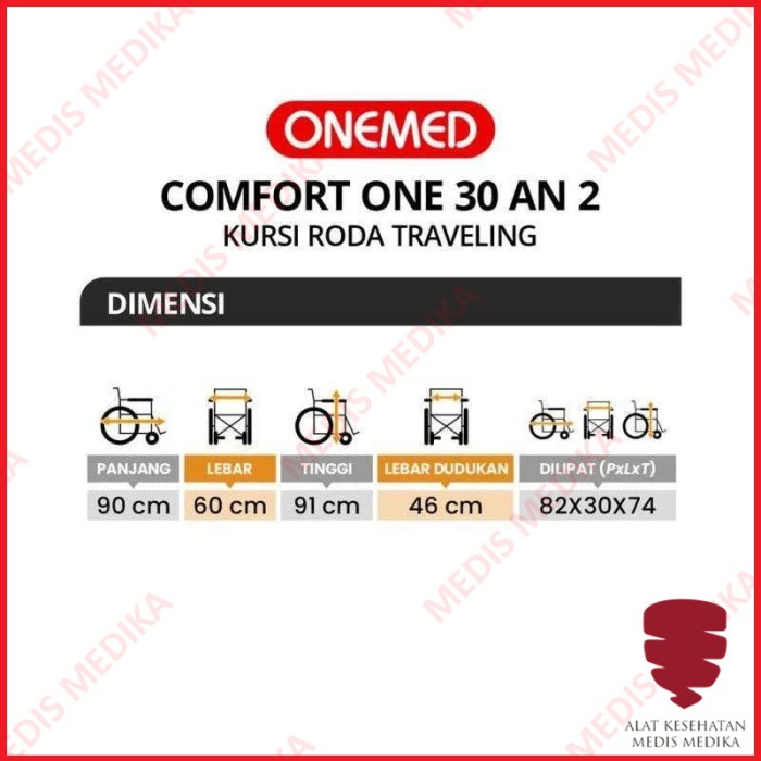 Kursi Roda Comfort One 30 AN 2 Onemed Travel Alat Bantu Jalan Travelling