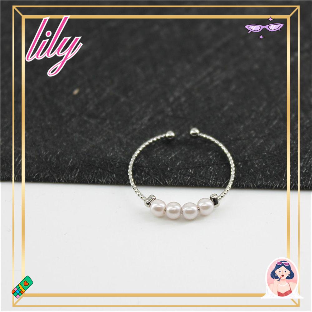 Lily Cincin Mutiara Wanita Susun Adjustable Lipat Dekompresi