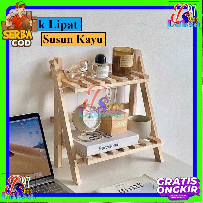 Rak Susun kayu Mini Serbaguna | Rak Meja Rakit Multifungsi