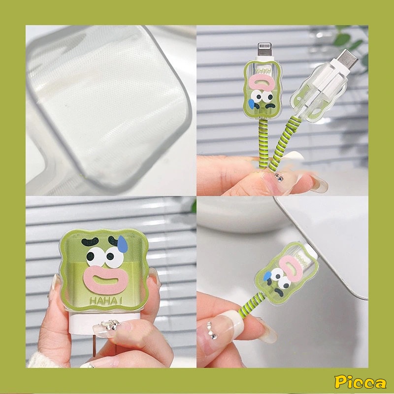 Set Lengan Kabel Data Tepi Bergelombang 5in1 Kompatibel Untuk Apple 18/20W Adaptor Charger Toy Story Cute Strawberry Bear Lovely 3D Ikatan Simpul Cinta Hati Kabel Soft Cover Dengan Pelindung Gigitan