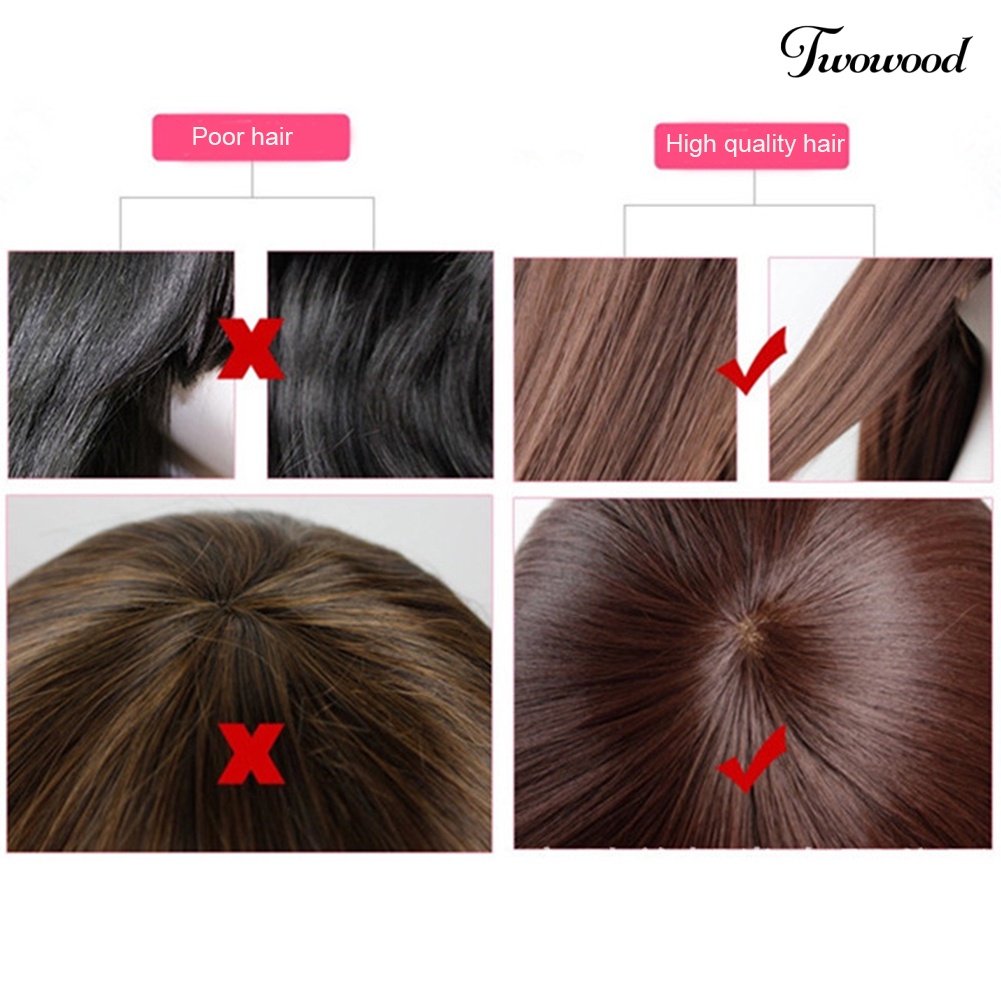 Twowood Wanita Lurus Panjang Rambut Sintetis Tahan Panas Serat Wig Ekstensi Sopak