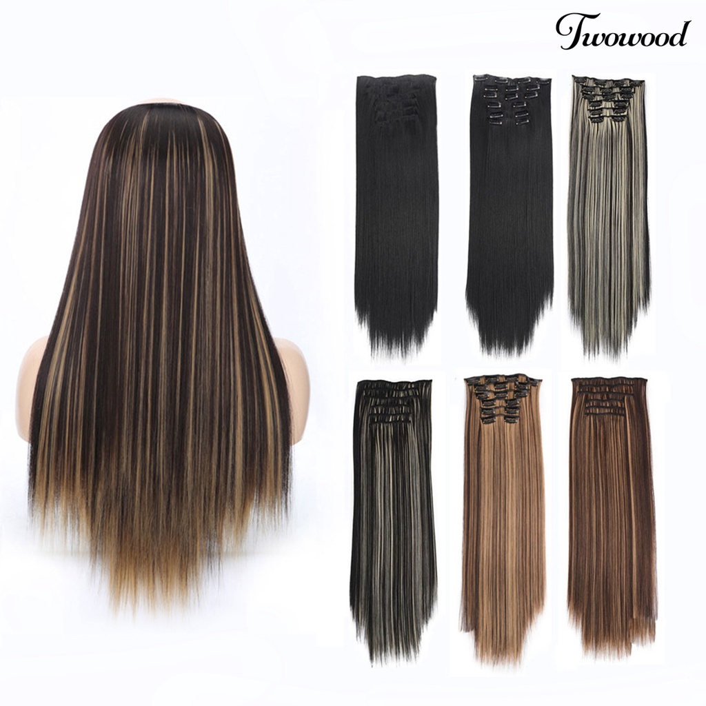 Twowood Wig Clip Tahan Panas Permukaan Halus Ultra Panjang Klip Serat Suhu Tinggi Wig Lurus Untuk Perempuan