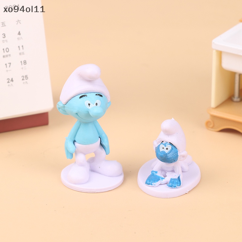 Xo 12gaya Anime Kartun Smurfs PVC Model Mainan Lucu Semangat Biru Boneka Kue Decora OL