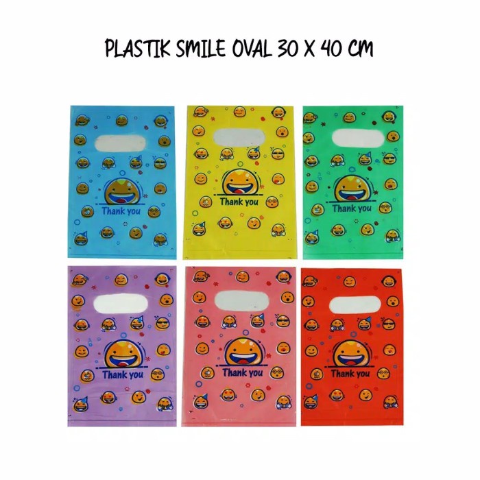 

[SC] Isi 100lembar Kantong Plastik Pond Oval Motif Smile Thank You 30x38 Cm - pink, 30x38