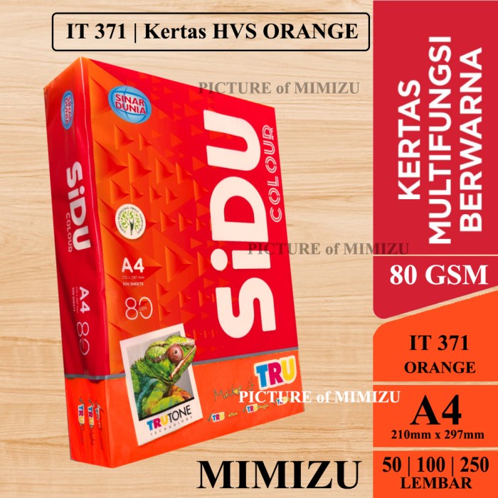 SIDU Kertas HVS Warna A4 80 Gsm IT371 CYBER HP ORANGE (ORANGE)