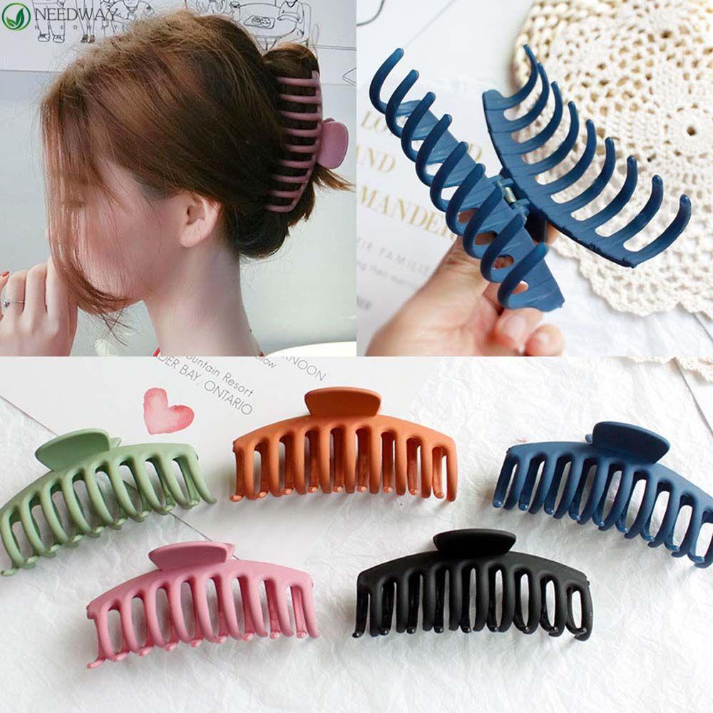 Needway Hair Claw Wanita Ukuran Besar Warna Solid Jepit Rambut