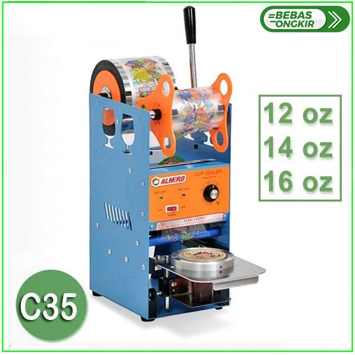 Mesin Cup Sealer C37 Press Gelas Plastik Sealing Machine Ukuran 22 OZ - 16 OZ
