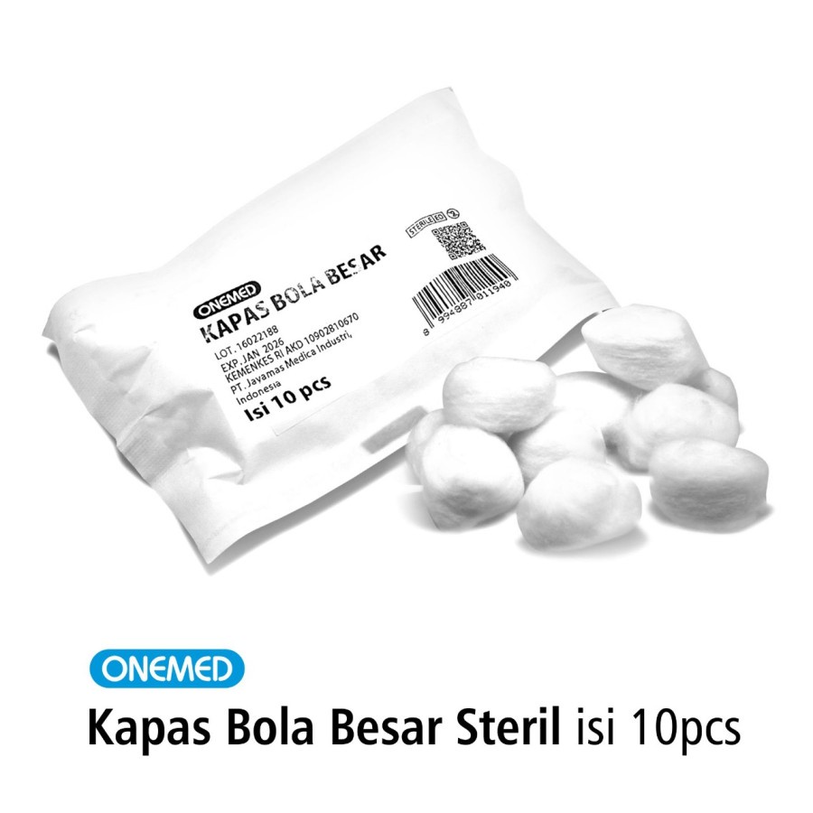 Kapas Bola Besar Steril Pouch Isi 10 Ball OneMed OJB