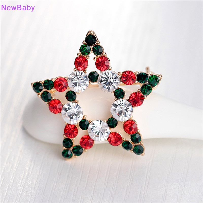 Newbaby 1X Hot Fashion Bintang Kristal Berlian Imitasi Snowman Natal Bros Pin Xmas Hadiah ID