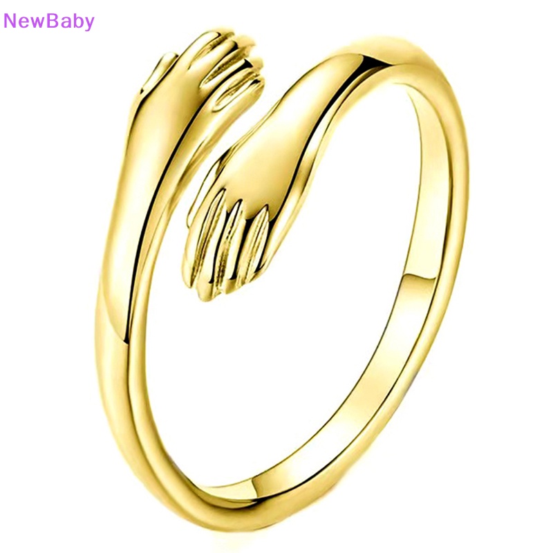 Newbaby925 sterling Perhiasan Perak Cinta Peluk Cincin retro fashion Pasang Aliran Terbuka Cincin ID