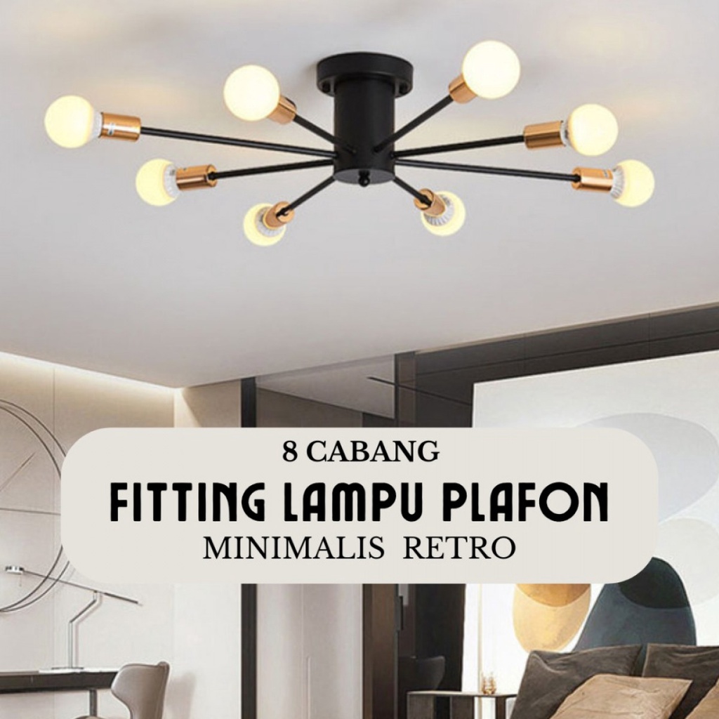 Fitting Lampu Plafon Gantung LED Minimalis Retro Cabang 8 E27 - ST27