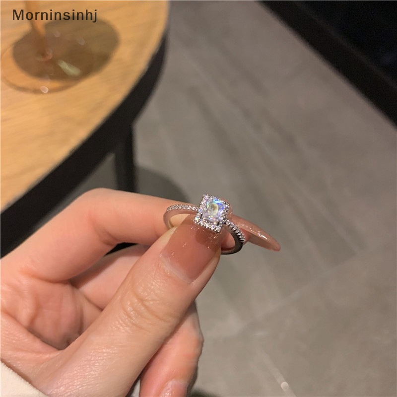 Mornin Klasik Berlian Imitasi Pernikahan Pertunangan Cincin Untuk Wanita Persegi Beruntung Cincin Kepribadian Alloy Rings Charm Jewelry id