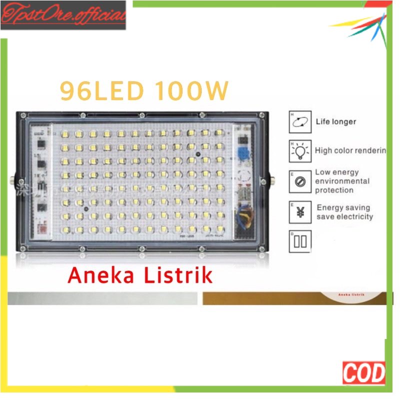 LAMPU SOROT LED 100W 96LED TAMAN TEMBAK FLOODLIGHT WATERPROOF OUTDOOR | LAMPU TAMAN | TPS