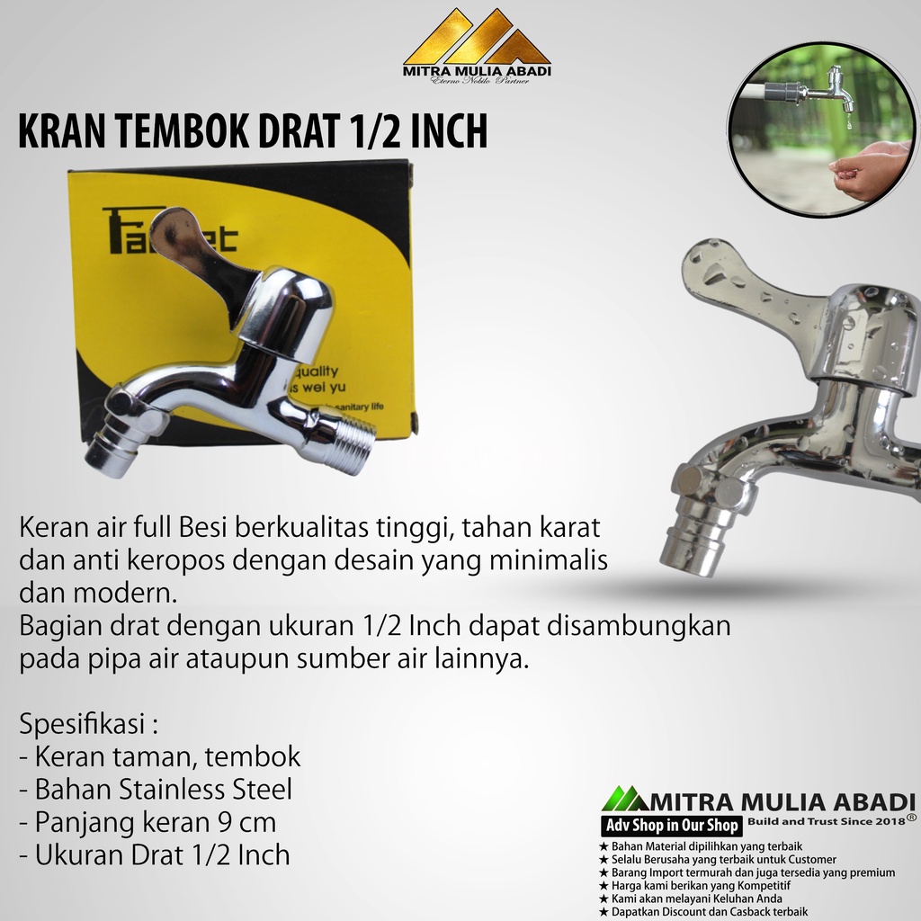 KRAN JEMPOL STAINLESS MODEL TAMAN | DRAT 1/2INCH