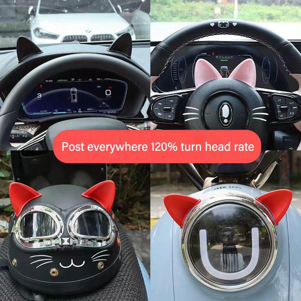 Populer 1pasang Telinga Kucing Stiker Aksesoris Perlengkapan Bersepeda Skuter Elektrik Inclose Tape Dua Sisi