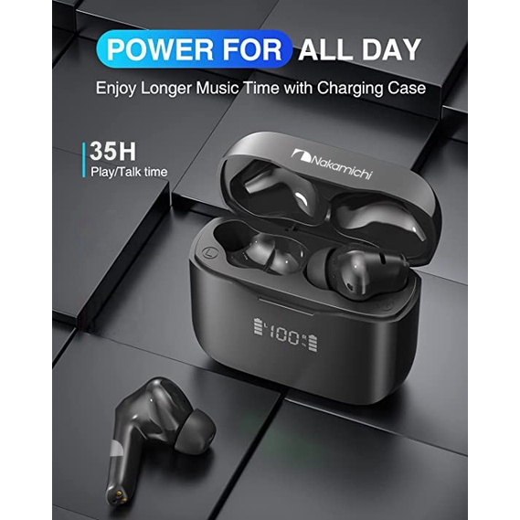 NAKAMICHI Headset TWS Bluetooth Wireless TW018ENC Plus / TW018ENC+ Earphone Earbuds LED Display Wireless Charging