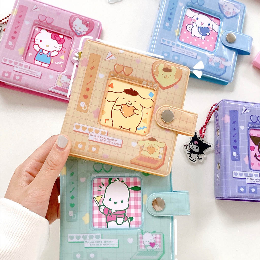 ღ Kawaii Sanrio Card Photo Album Cinnamoroll Melody Kuromi Hello Kitty Photo Storage Book Card Holder Card Binder Cute Gift Home Decoration