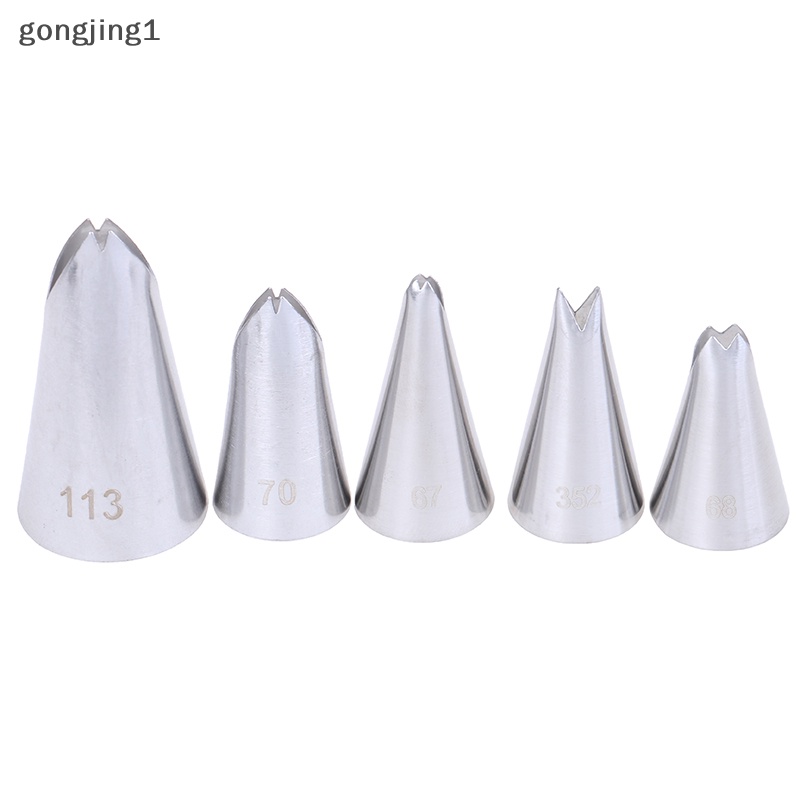 Ggg 5Pcs Daun Nozel Stainless Steel Icing Piping Nozel Tips Pastry Kue Dekorasi ID