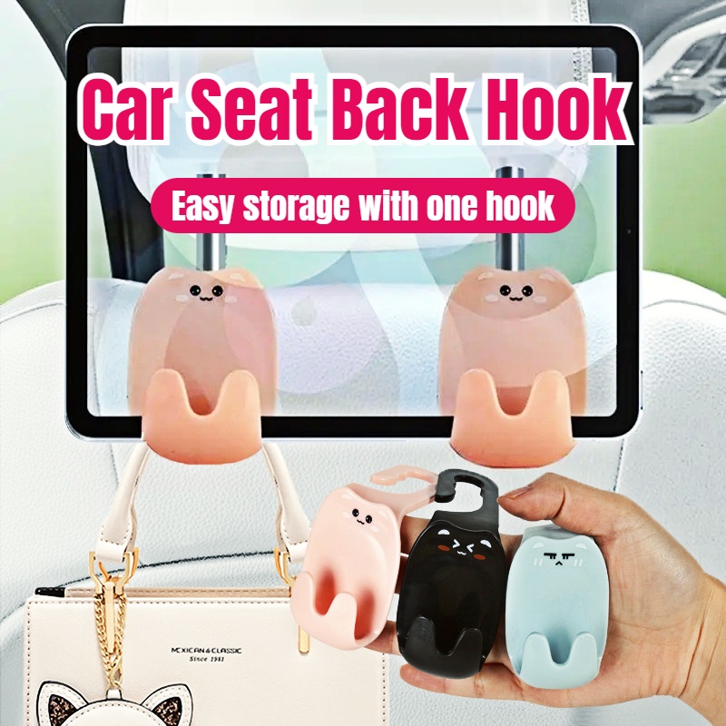 [Fitur] Kartun Car Seat Back Hook/Otomotif Organizer/Ekspresi Lucu Pengait Mobil/Penyimpanan Headrest Kursi Kendaraan Multifungsi/Gantungan Klip Pengikat Otomatis Tersembunyi