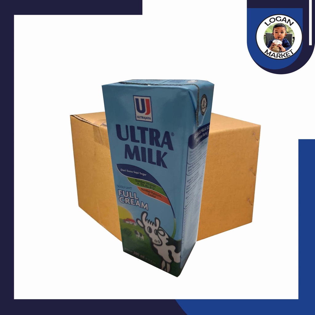 Dus Karton Susu Ultra Milk Plain Full Cream 200 ml 200ml Isi 24