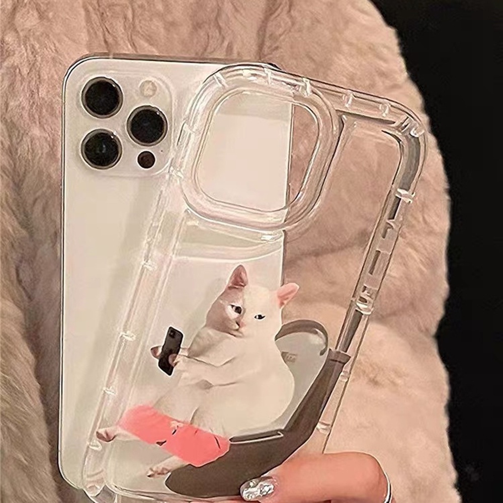 IPHONE Casing Ponsel Kucing Kepribadian Kompatibel Untuk Iphone7Plus8Plus6Plus11 14 13 12 Pro MAX XR X XS MAX SE Airbag Shockproof Cover