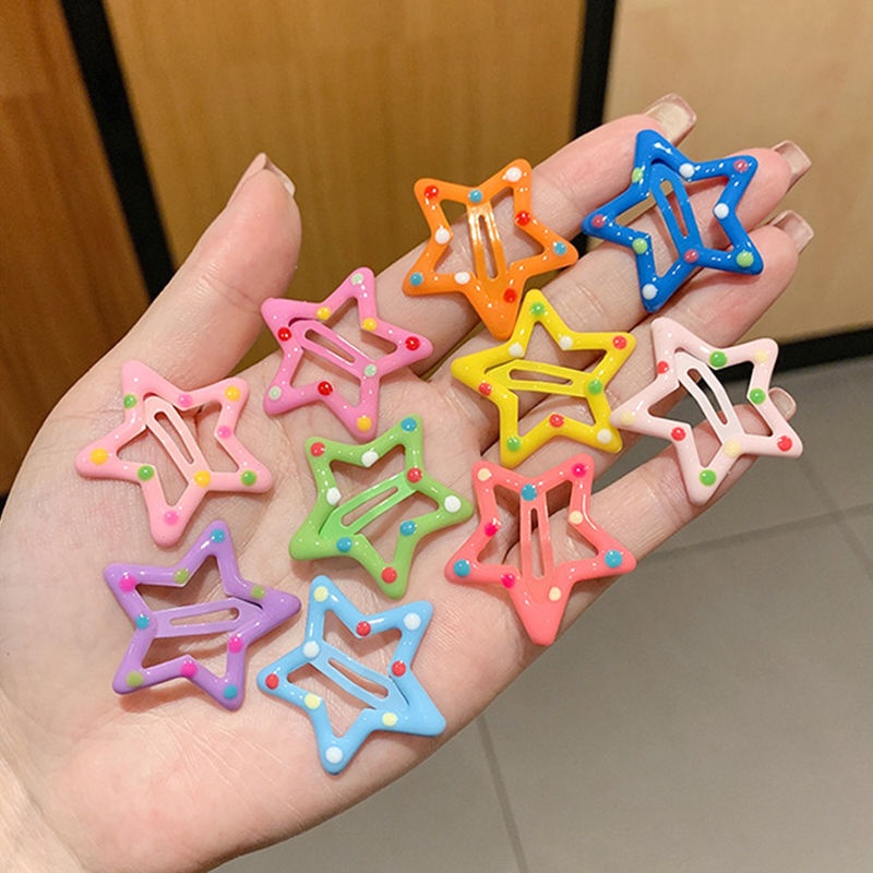 10Pcs/Set Candy Color Star Hair Clip Fashion Girls Bangs Clip Hair Accessories