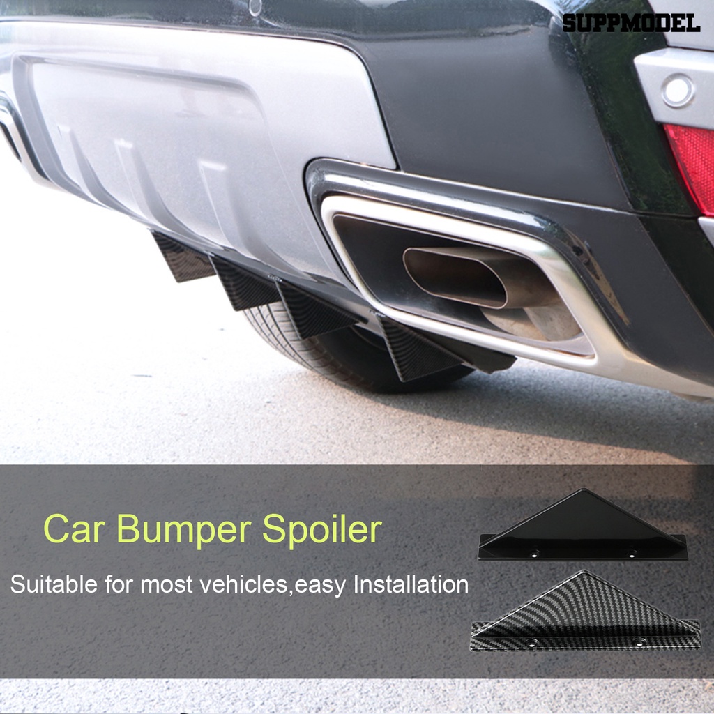 [SM]4Pcs Spoiler Bumper Mobil Pemasangan Mudah Anti-Tabrakan Hitam Serat Karbon Universal Mobil Modifikasi Bemper Belakang Diffuser Aksesoris Mobil