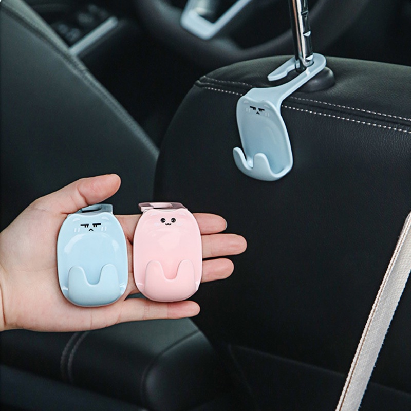 2pcs Universal Car Cartoon Hooks/ Lovely Double-Hook Tas Dompet Kain Gantungan Kursi/ Gantungan Kunci Hook Gantung Aksesoris Mobil