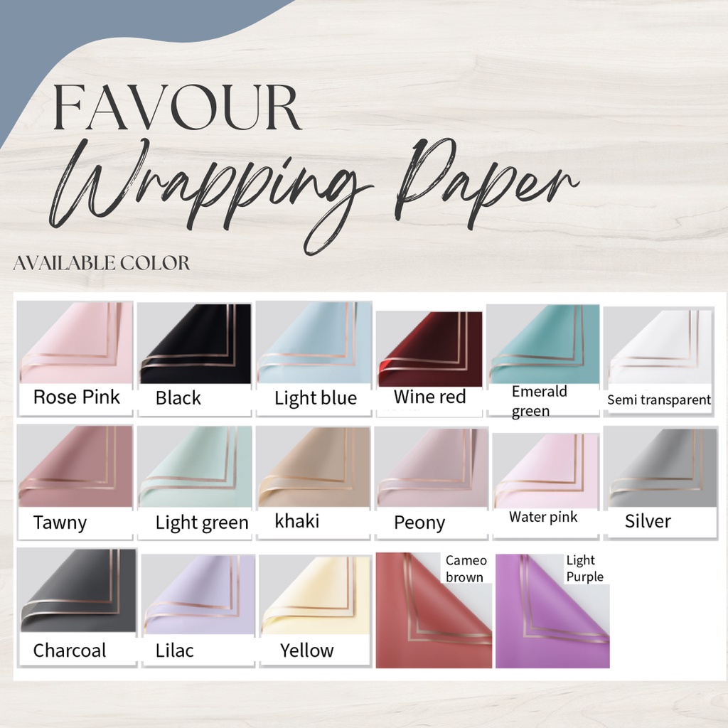 

[ 5 Lembar ] Korean Cellophane Flower Wrapping Frame List Gold Kertas Buket Bunga Florist