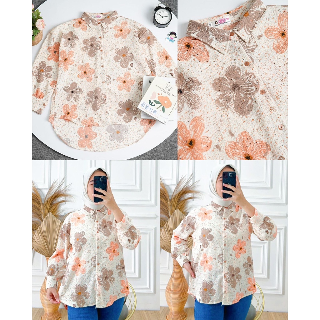 Tq88indonesia Baju Floral Wanita Terbaru / VINLI BLOUSE Motif Bunga / Busana Casual Wanita / Ootd