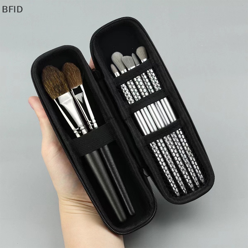 [BFID] Brush Case Makeup Wanita Pure Black Kecil Tas Kosmetik Kotak Penyimpanan Alat Kecantikan [ID]