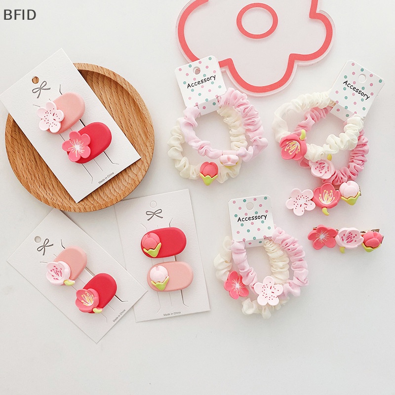 [BFID] 2pcs Korea Kawaii Princess Hair Pin Pita Rambut Elastis Tulip Pink Untuk Anak [ID]