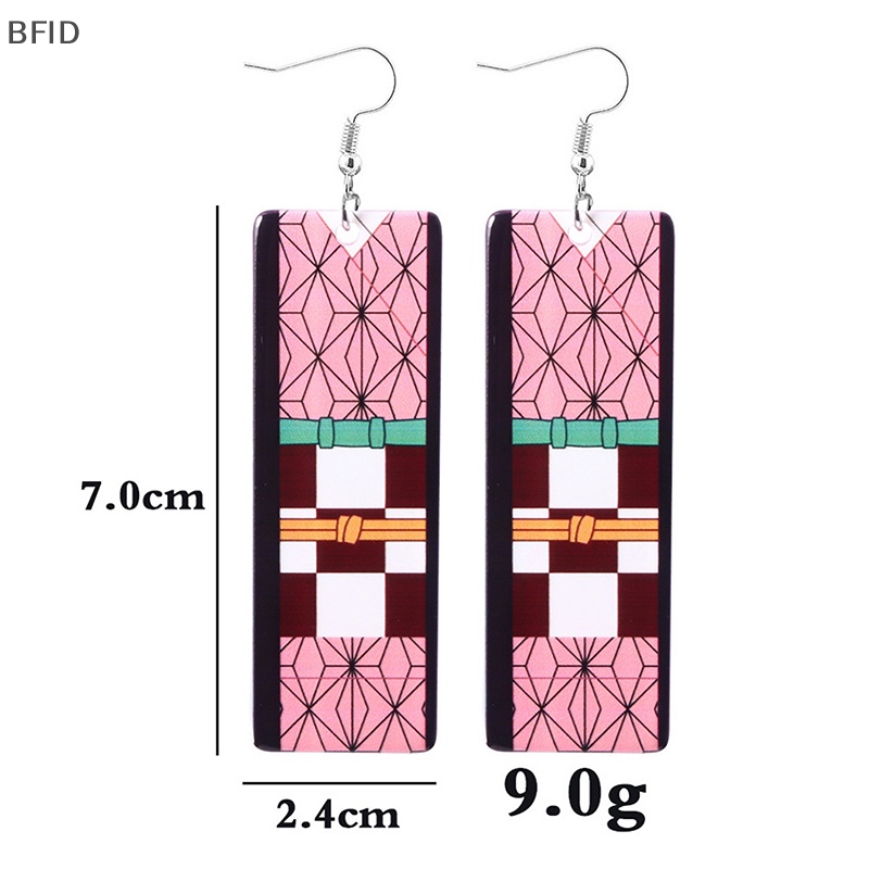 [BFID] Anting Klip Fashion Untuk Pria Demon Slayer Kimetsu no Yaiba Kamado Tanjirou Klip Telinga Akrilik Wanita Cosplay Earrings Perhiasan [ID]