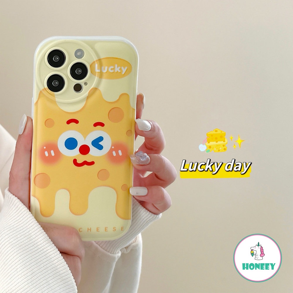 IPHONE Lovely Kartun Keju Emoji Airbag Ponsel Case Kompatibel Untuk Iphone11 Pro Max 14promax Case Iphone13 12 Pro Max Lembut TPU Shockproof Ponsel Cover