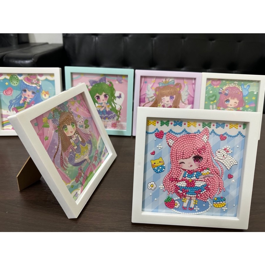 Diamond Painting Full Drill Dengan Bingkai Foto / Diamond Painting 5D Set DIY Ukuran 8cm x 8cm