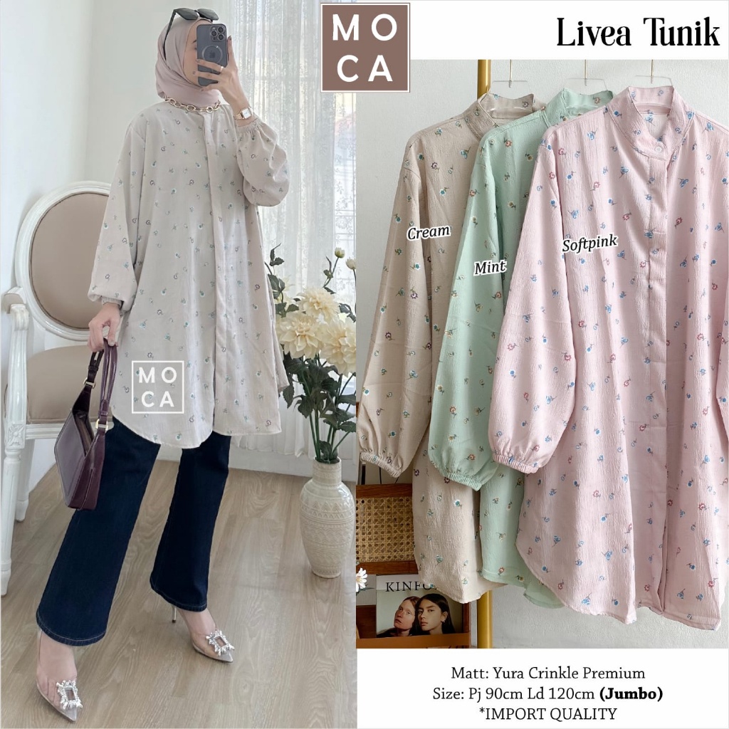 Livea Tunik ORI MOCA | Ld120 Yura Crinkle Premium