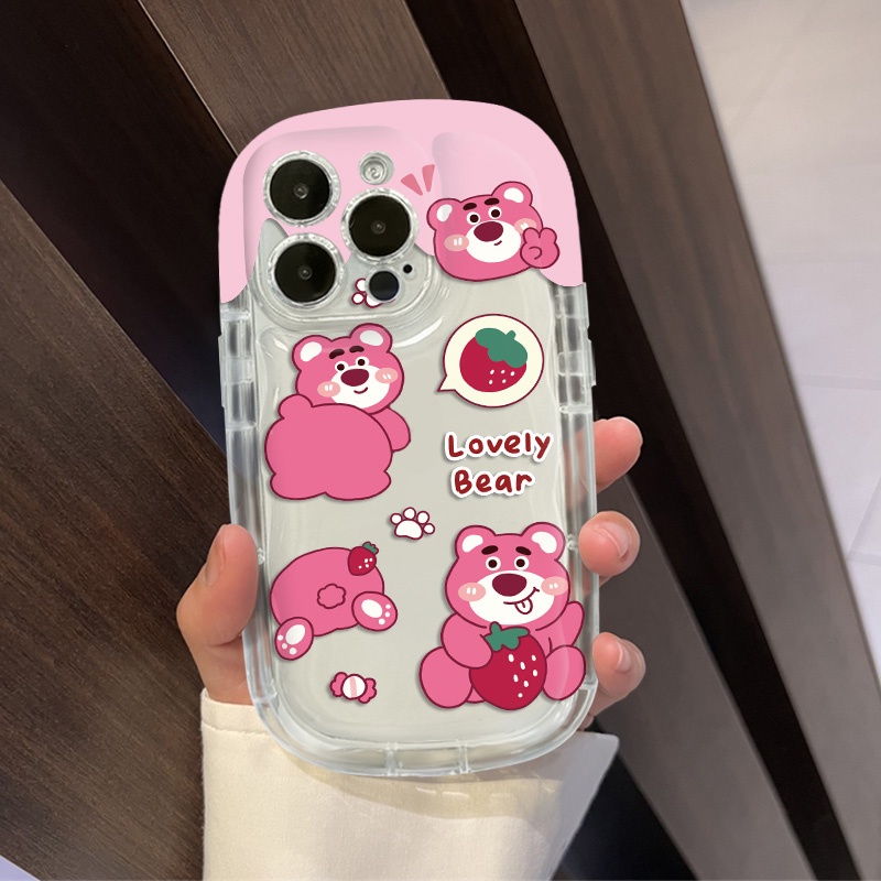 IPHONE Beruang Lucu Lembut Casing Ponsel Transparan Kompatibel Untuk Iphone14 13 12 11 Pro Max XS X XR 8 +7 Plus Casing Silikon TPU Shockproof Cover Cell Precticer
