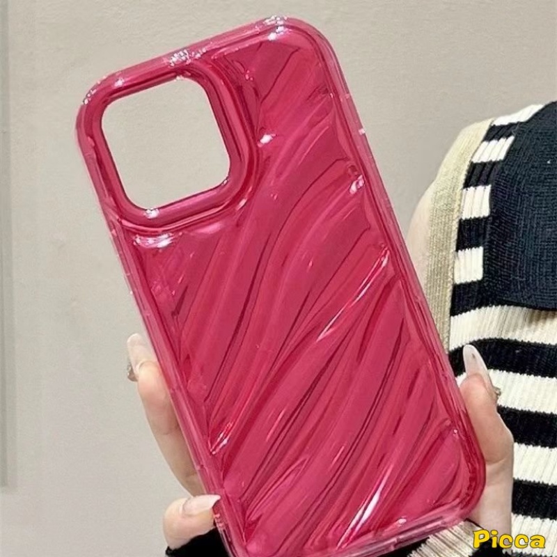 IPHONE Kartu Laser Mewah Kreatif 3D Stereo Motif Bergelombang Casing Ponsel Kompatibel Untuk Iphone11 12 13 14 Pro MAX 7Plus XR X XS Max6 8 6S 7Plus SE 2020simple Mempesona Soft Cover