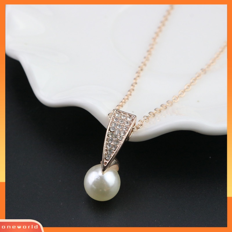 [ONR] Berlian Imitasi Mutiara Anting Kalung Set Perhiasan Pernikahan Eropa Dan Amerika Perjamuan Gaun Perhiasan